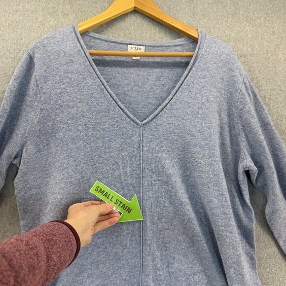 J.Crew Women's Large V-Neck Sweater Soft Cotton Wool Blend Carolina Blue Knit - Picture 8 of 14